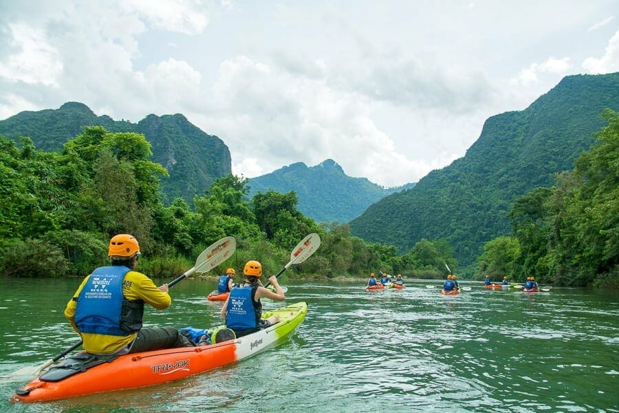 Mekong River Kayaking Tours in Laos from Pakse to Don Deng and Wat Phou