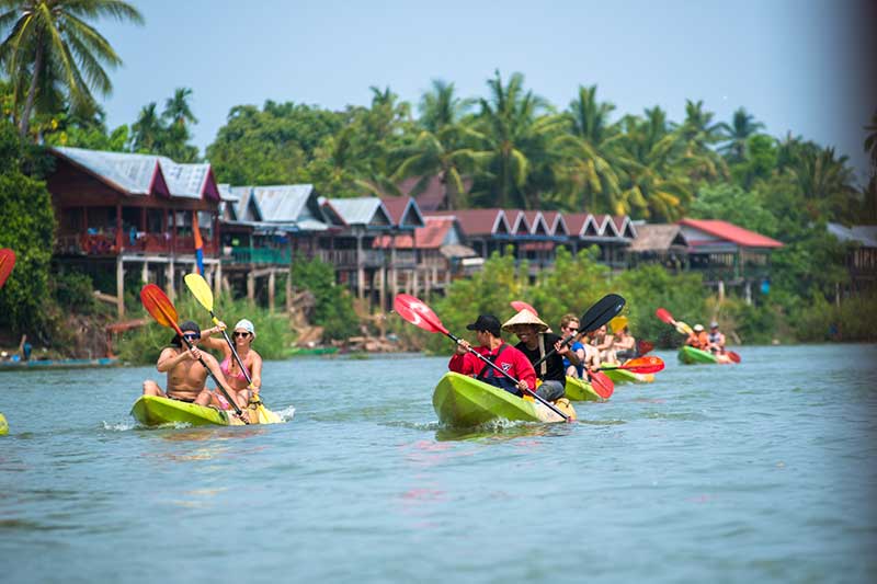 Mekong River Kayaking Tours in Laos from Pakse to Don Deng and Wat Phou