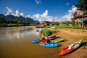 Rafting & kayaking tour on Nam Lik river of Vang Vieng, Laos rafting package tour